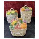 3 pc. cream-colored basket-weave design base with