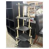 vintage walnut whatnot corner shelf that has been