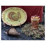 4 pc.- Turkey Thanksgiving Platter, Mixed Berry