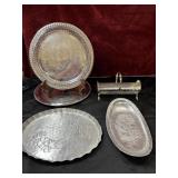 5 pc. Silver plated serving trays, and serving