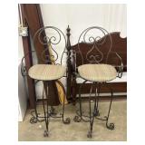 2 Wrought Iron Swivel Bar Stools (Need Repair)