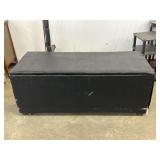 Vintage Black Faux Leather Wooden Storage Trunk