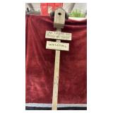 rustic wooden birdhouse welcome sign garden