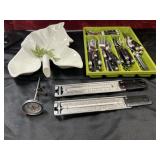 Hull Pottery White Leaf Dish and Flatware with