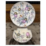 Vintage Oriental Hand-Painted Bowl & Plate
