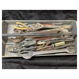 Wrenches, screw drivers, big wrenches , pliers.