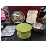 Bundle of kitchenware metal trays bakers muffin