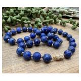 14k & Blue Lapis Beaded Necklace, Measures 19