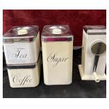 Vintage Harvell Metal Cream Color Canisters for