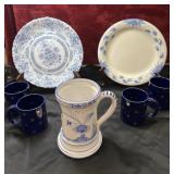 7 pc. Newcor Casa Classica white with blue