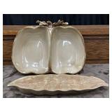 Pumpkin Divided Bowl & Leaf-Shaped Dishes