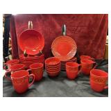 29 pc. Elite Broccato red ceramic plates. Small