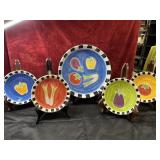 Colorful Veggie Pattern Pasta bowls hand-painted