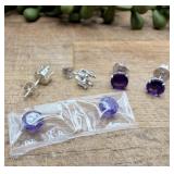 2 Pair .925 Sterling Silver JTV Gemstone Studs,