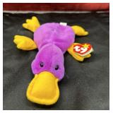 Beanie Babies Patti the Platypus plush toy in a