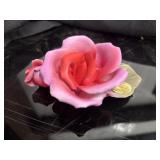 Capodimonte Pink Red Porcelain Hand Painted Rose