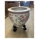 Vintage Chinese porcelain enamel Famille Rose koi