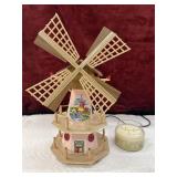 2 pc. vintage plastic and wood Dutch windmill