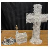 Handmade, hand-blown spun glass crucifix figurine