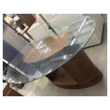 Banded mahogany Glass Top Retro Table