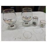German Coca-Cola brandy snifter glasses featuring