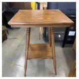 Antique Tiger Oak Parlor Table Spindle Legs