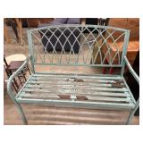 Turquoise Iron Outdoor Garden Bench
