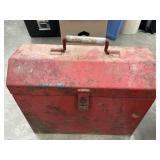 Vintage Tall Red Metal Toolbox