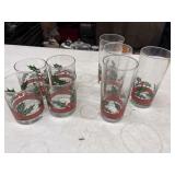8 Libbey Holly & Berries drinking glasses