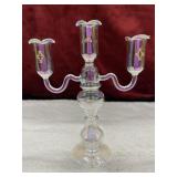 19pc. AURORA Iridescent Glasses, Candelabra, Etc.