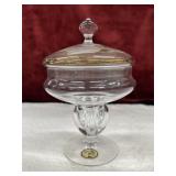 vintage Bohemia Crystal lidded candy dish from