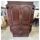Traditional cherry wood entertainment armoire