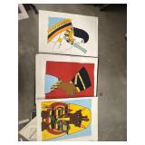 Egyptian wall art with 2 duplicates by K. GREEN"