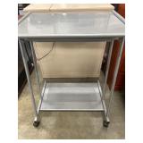 Silver Rolling Metal Printer Stand Push Cart