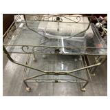 Mid-Century Brass/Glass 2-Tier Tea Bar Cart