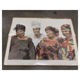 Titled "4 Women" and is a pen and ink work by