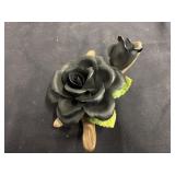 Capodimonte Porcelain Black Rose on Branch.