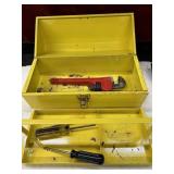 6 pc. classic yellow metal toolbox featuring a