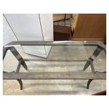 Glass top metal foyer table