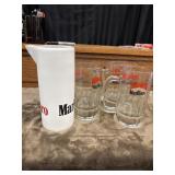Vintage white ceramic Marlboro branded pitcher