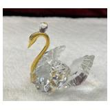 Swarovski Crystal Swan figurine with Gold Accents