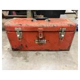 Vintage Red Metal Toolbox
