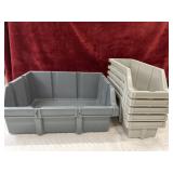 6 pc. Seville Classics gray plastic storage bins