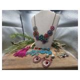 Colorful necklace and earrings