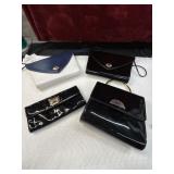 4 pc. black patent leather envelope clutch bag