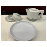 4 pc. white porcelain covered butter dish,white