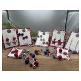 6 New Pair Of Red, White and Blue Earrings.