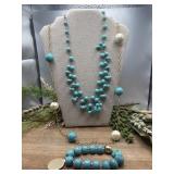 2 Turquoise necklaces and matching Bracelet.