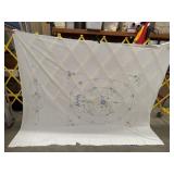 Hand-Embroidered Floral Coverlet or tablecloth