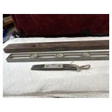 3 Vintage Level Tools Wood & Aluminum Torpedo